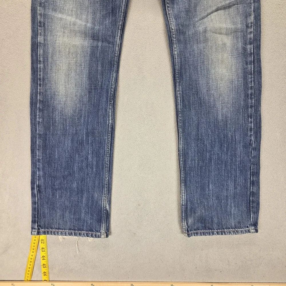 Diesel Jeans Mens 30x32 Blue Larkee Regular Straight Med Wash Button Fly 0074G